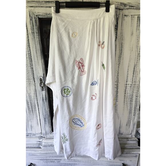 NWT Maeve Embellished Linen Wrap Midi Skirt - Size 12 - Picture 5 of 5